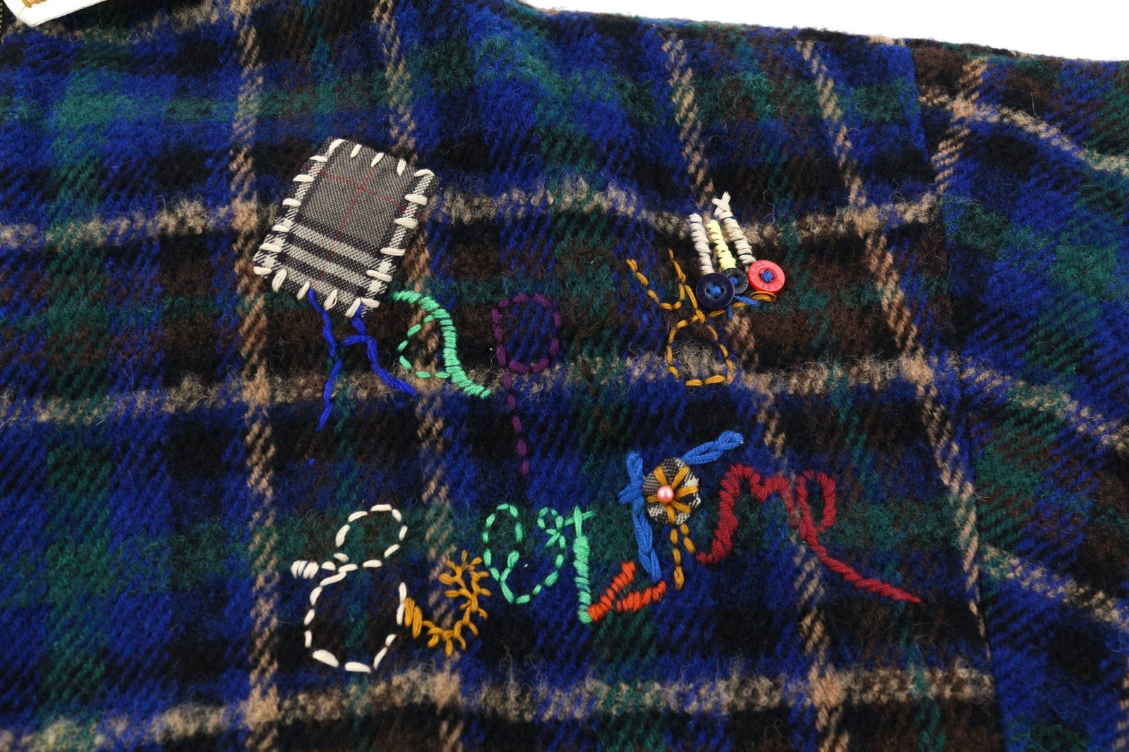 DESIGUAL moteriškas ~L dydžio vilnos mišinio languotas paltas trumpomis rankovėmis su aukštu kaklu ir logotipu 