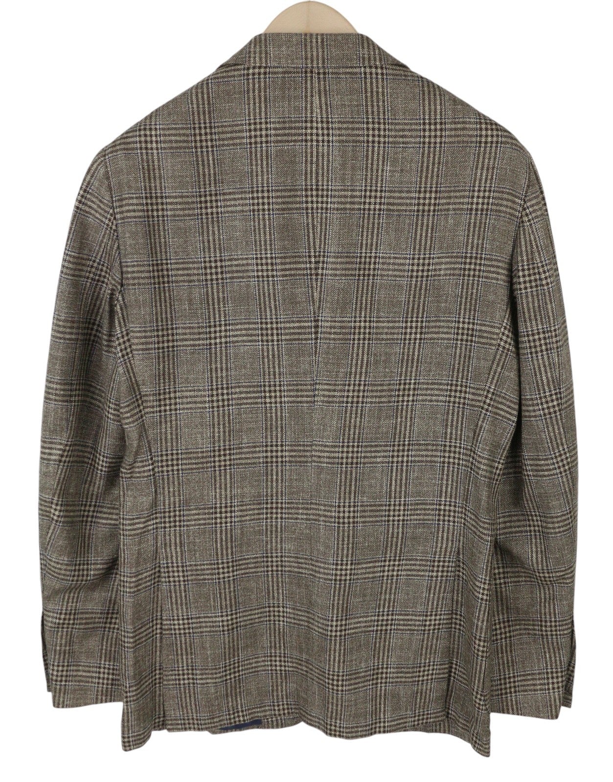 SUITSUPPLY Havana HL vyriškas švarkas UK38R rudas vilnonis šilkas lininis languotas su pusiau pamušalu 