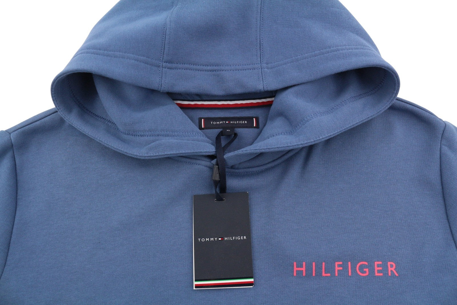 TOMMY HILFIGER vyriškas megztinis su gobtuvu XL dydžio mėlynas su kengūros kišene ir gobtuvu priekyje su logotipu 