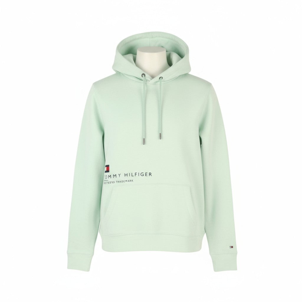 TOMMY HILFIGER Pocket Placement vyriškas džemperis su gobtuvu S Minty Essence Kangaroo megztiniu 