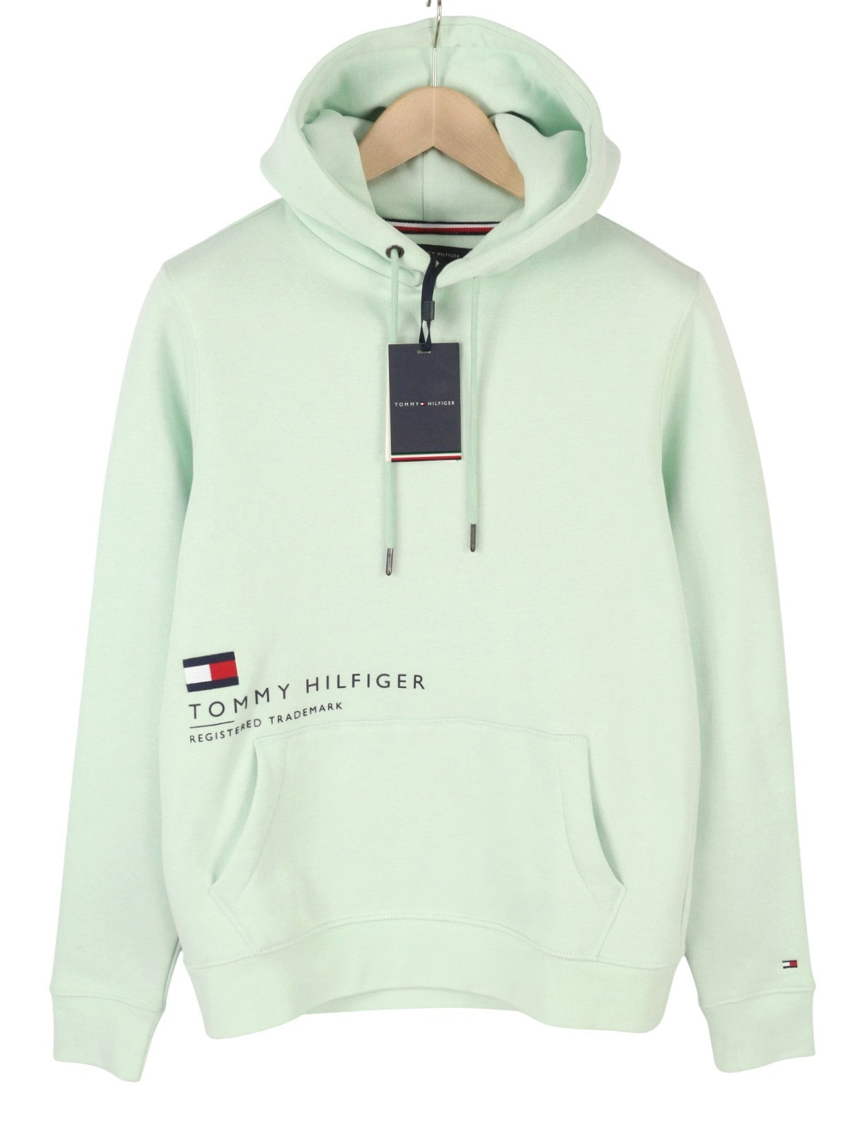 TOMMY HILFIGER Pocket Placement vyriškas džemperis su gobtuvu S Minty Essence Kangaroo megztiniu 