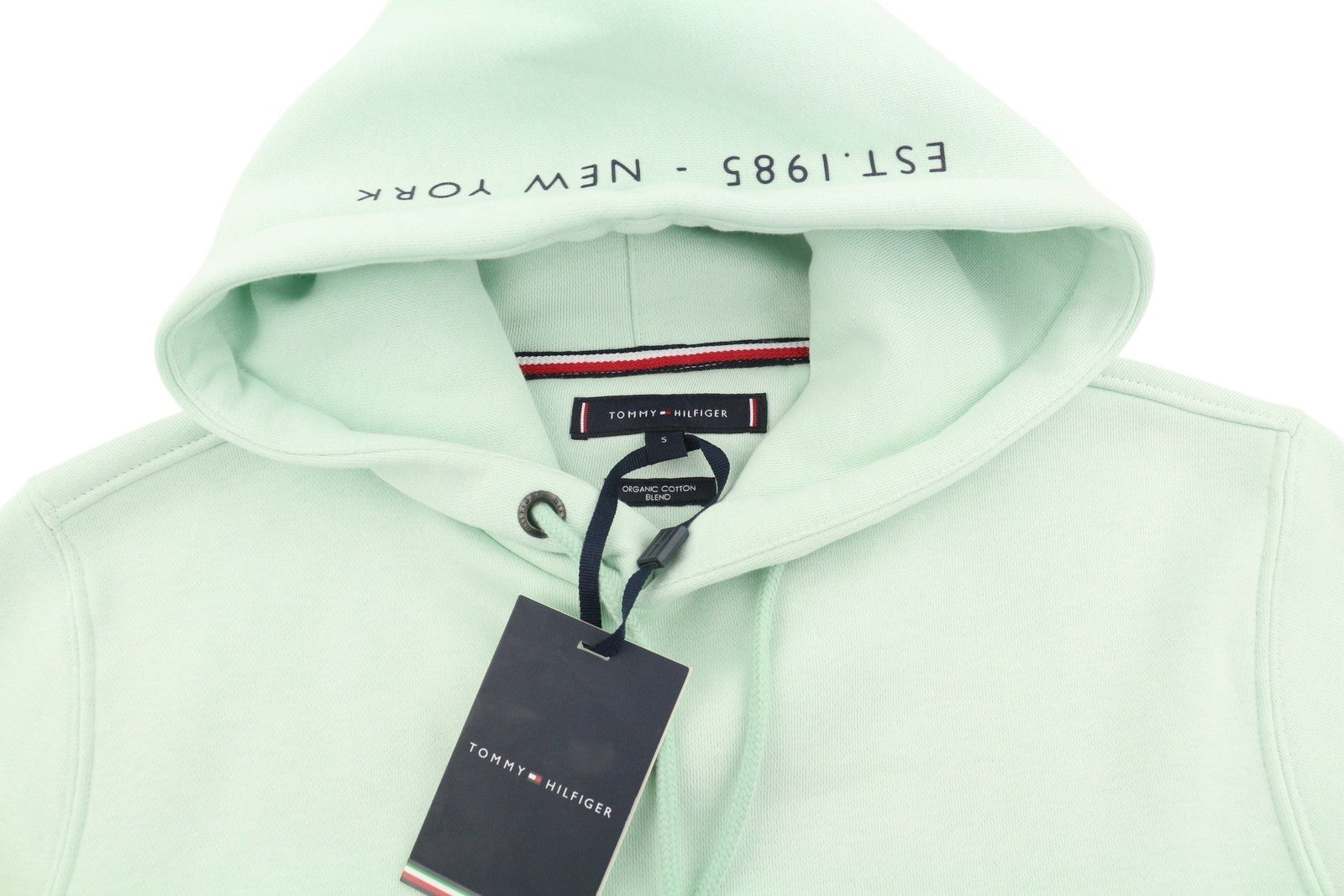 TOMMY HILFIGER Pocket Placement vyriškas džemperis su gobtuvu S Minty Essence Kangaroo megztiniu 