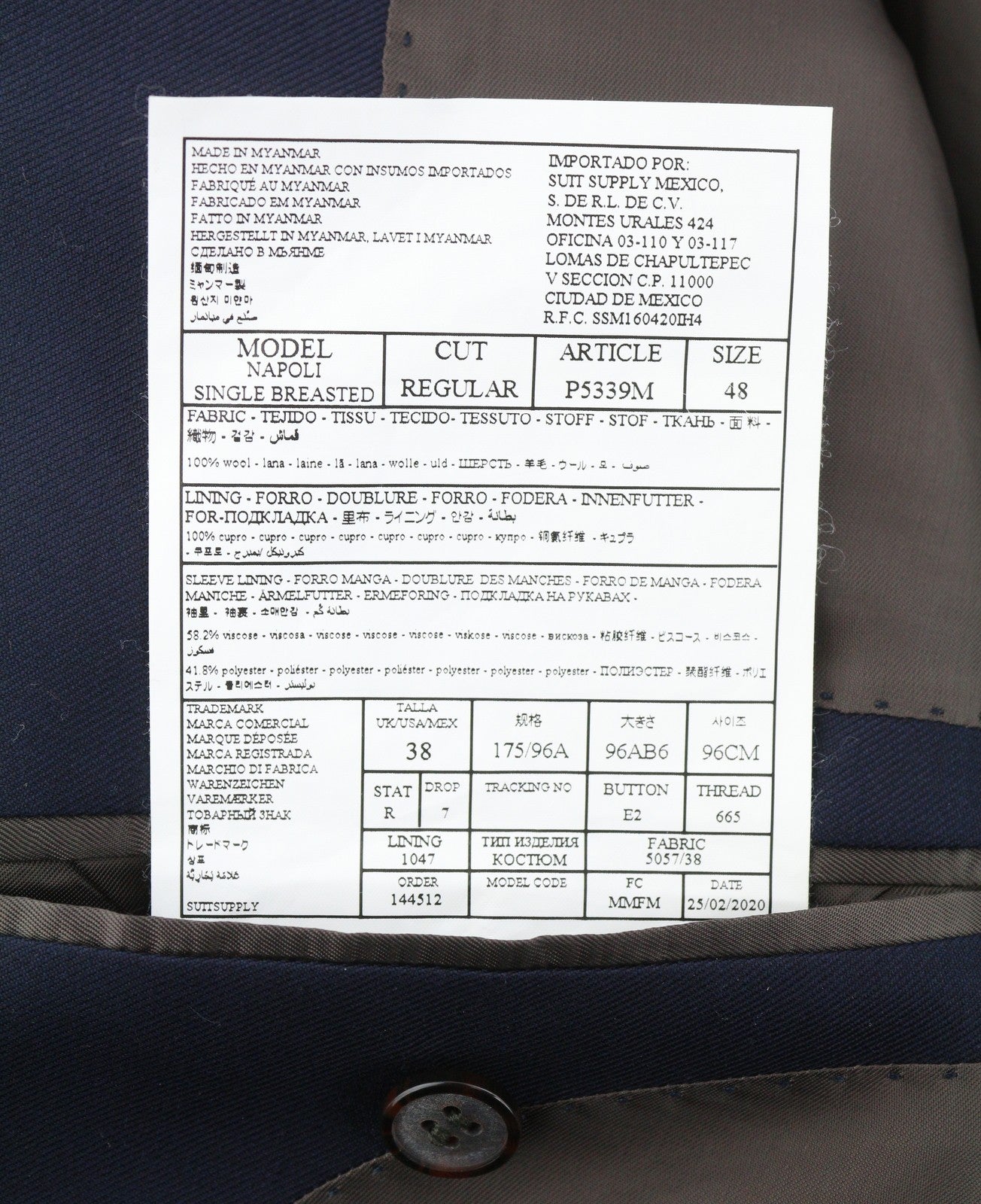 „SUITSUPPLY Napoli“ vienaeilis vyriškas švarkas, UK38R, mėlynas, grynos vilnos, su įpjova atvarte. 