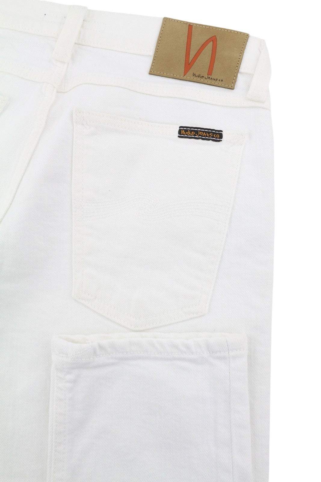 NUDIE JEANS Long John Blazing White vyriški džinsai W28/L32 aptempti ekologiški džinsai 