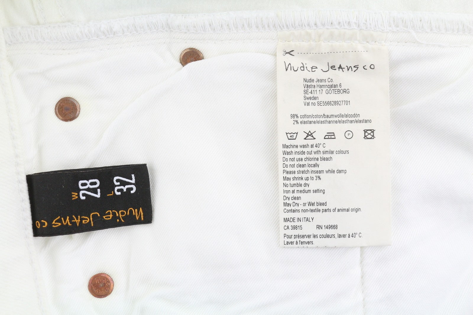 NUDIE JEANS Long John Blazing White vyriški džinsai W28/L32 aptempti ekologiški džinsai 