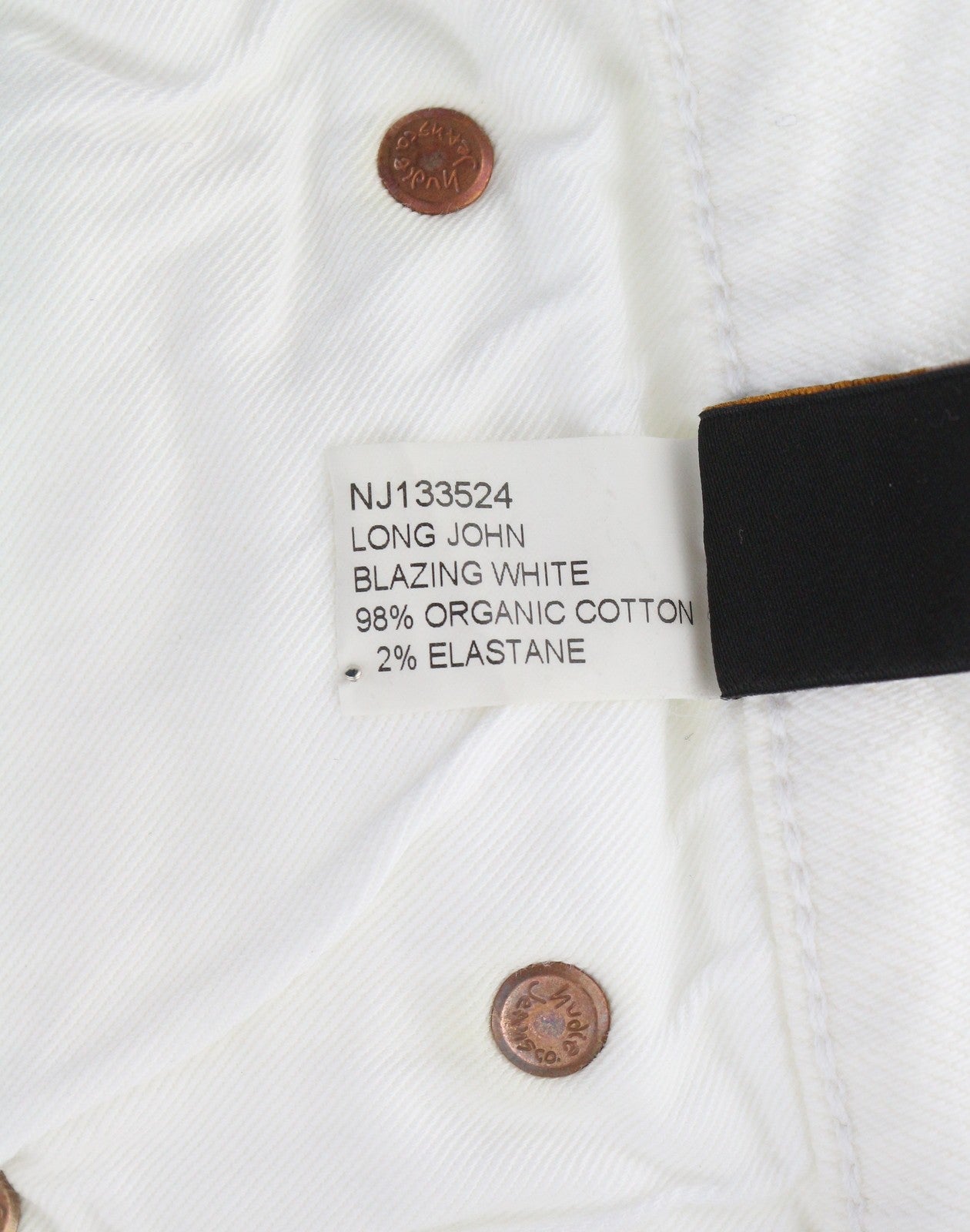 NUDIE JEANS Long John Blazing White vyriški džinsai W28/L32 aptempti ekologiški džinsai 