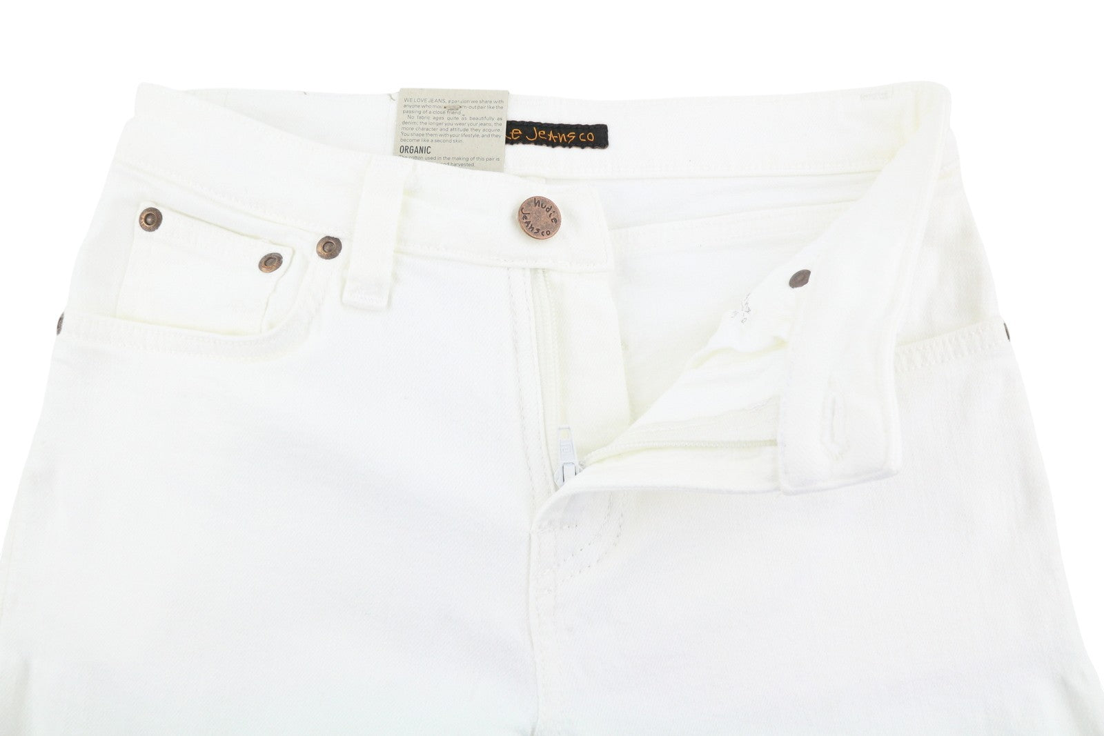 NUDIE JEANS Skinny Lin Blazing White Women Jeans W26/L32 Denim Zip Fly