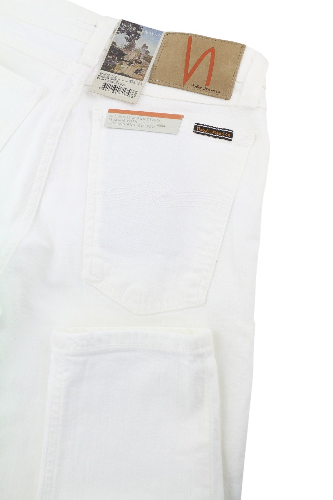 NUDIE JEANS Skinny Lin Blazing White Women Jeans W26/L32 Denim Zip Fly