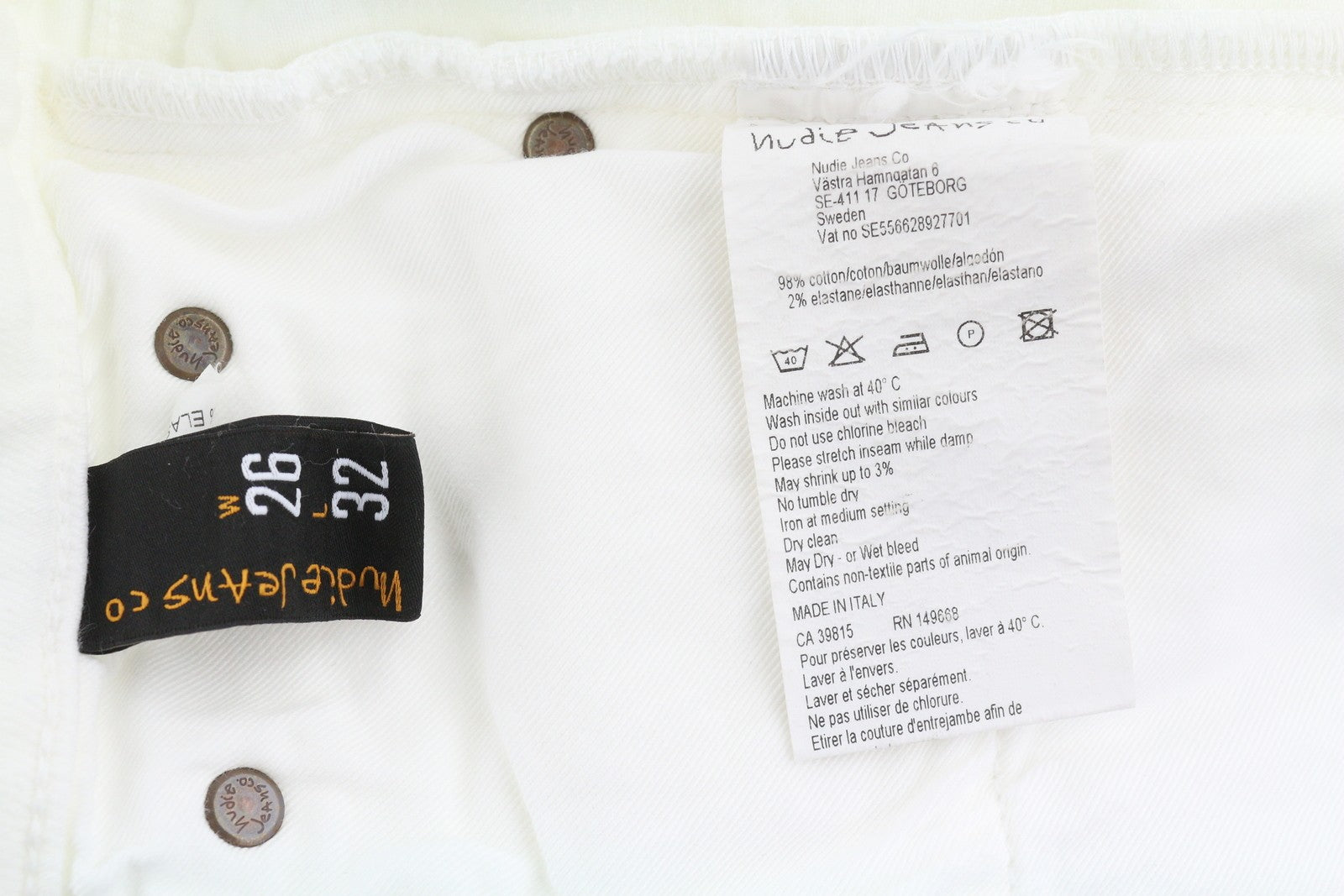 NUDIE JEANS Skinny Lin Blazing White Women Jeans W26/L32 Denim Zip Fly