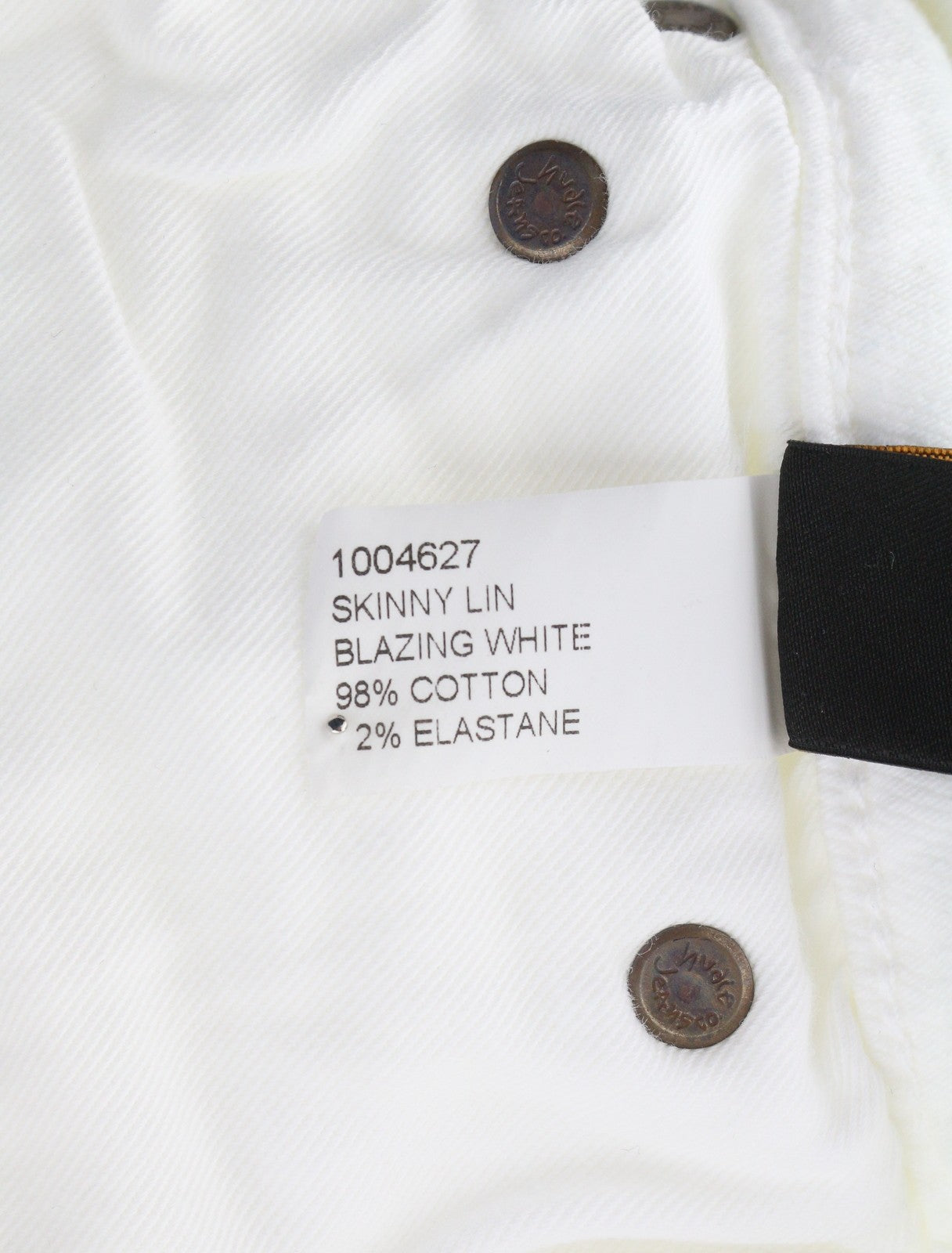 NUDIE JEANS Skinny Lin Blazing White Women Jeans W26/L32 Denim Zip Fly