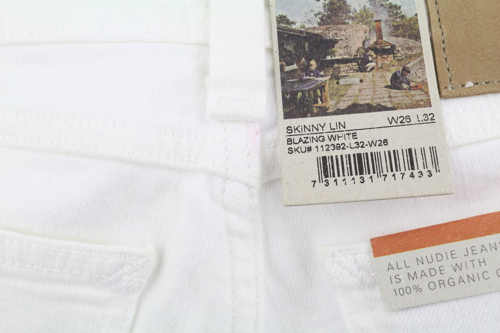 NUDIE JEANS Skinny Lin Blazing White Women Jeans W26/L32 Denim Zip Fly