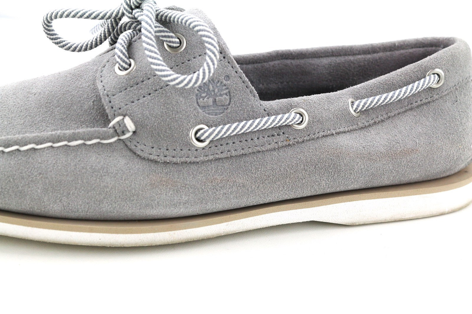 TIMBERLAND A43W1 Men's UK10.5 EU45 Grey Leather Slip On Boat Loafers Almond Toe