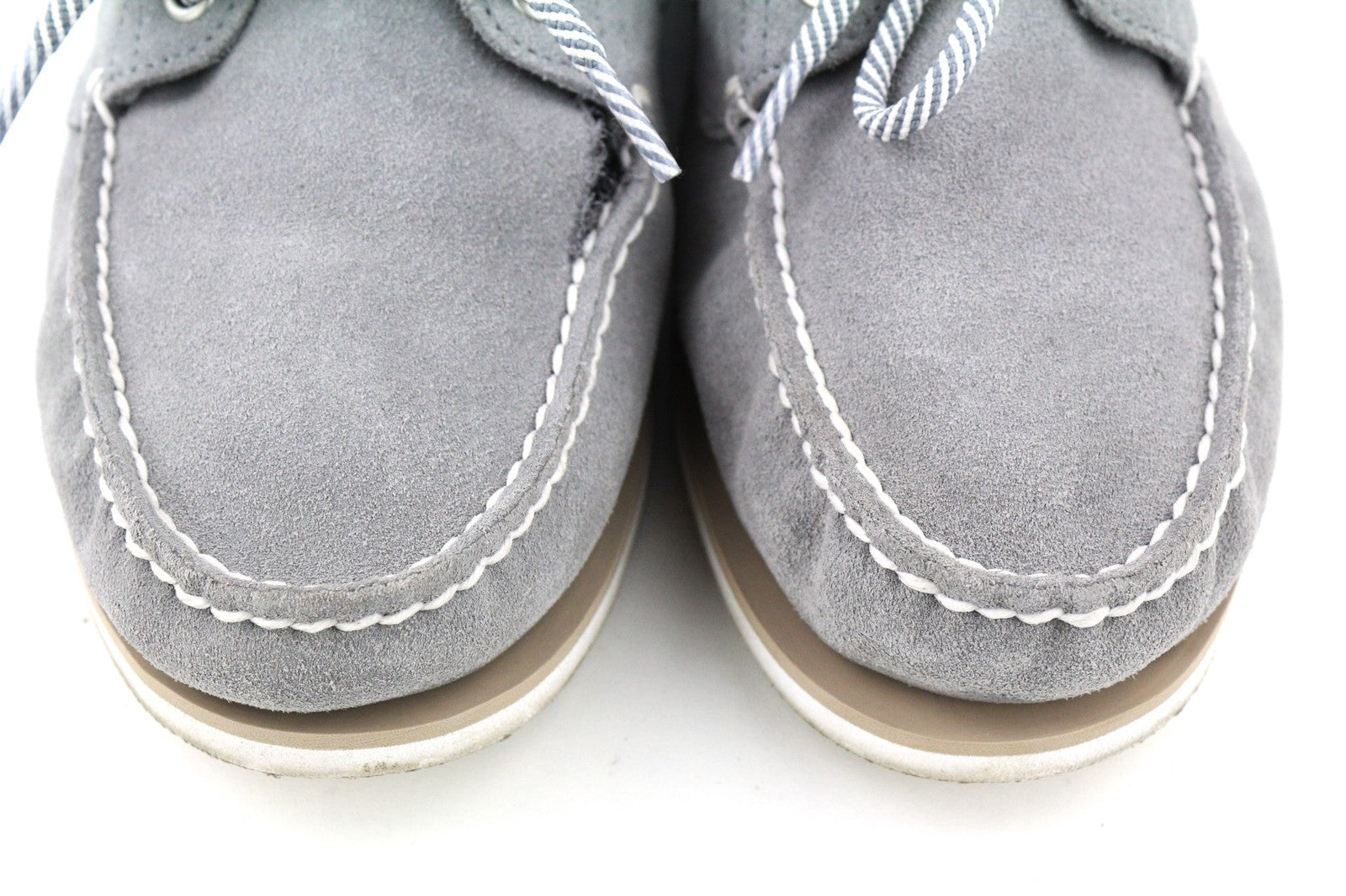 TIMBERLAND A43W1 Men's UK10.5 EU45 Grey Leather Slip On Boat Loafers Almond Toe