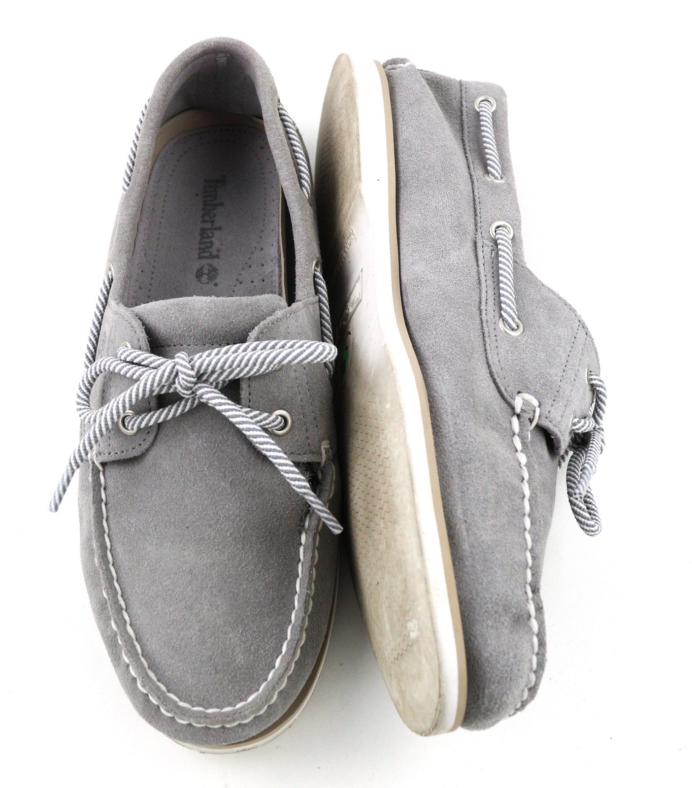 TIMBERLAND A43W1 Men's UK10.5 EU45 Grey Leather Slip On Boat Loafers Almond Toe