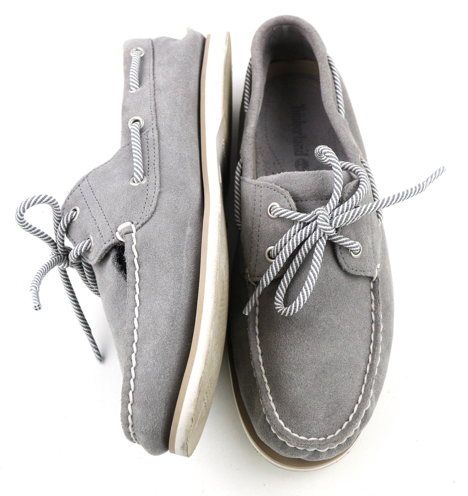 TIMBERLAND A43W1 Men's UK10.5 EU45 Grey Leather Slip On Boat Loafers Almond Toe