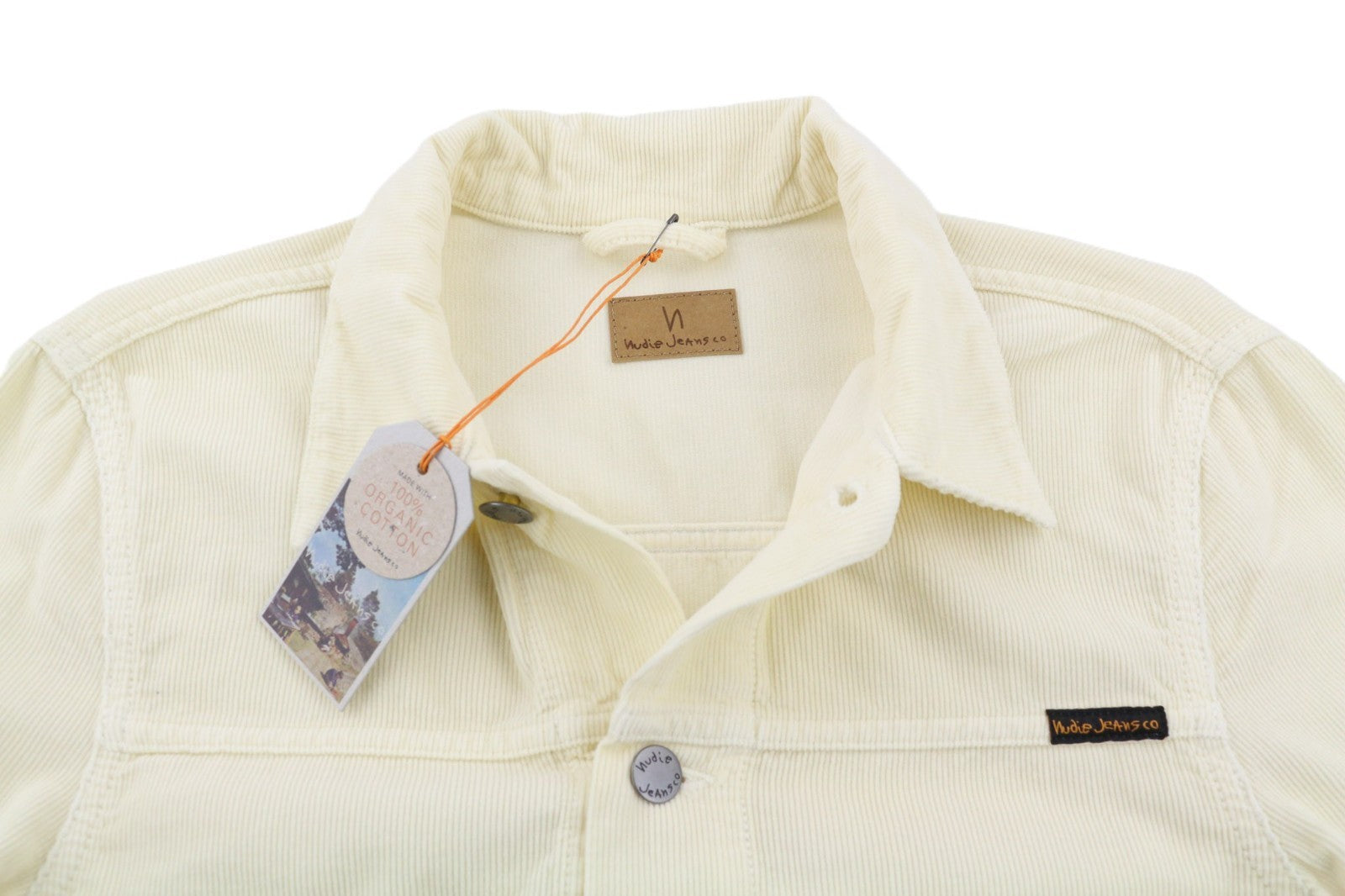 NUDIE JEANS Ronny Men's S Dusty White Organic Corduroy Buttoned Jacket