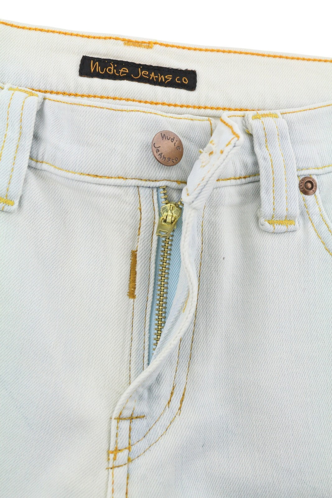 NUDIE JEANS Tube Kelly Org. Bleach White vyriški džinsai W29/L32 išblukinto aptempto kirpimo 