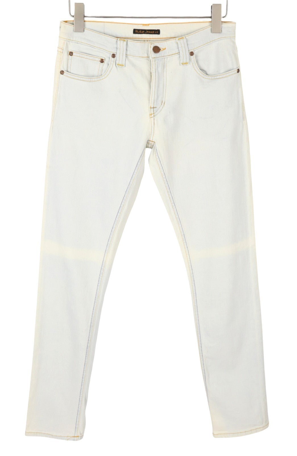 NUDIE JEANS Tube Kelly Org. Bleach White vyriški džinsai W29/L32 išblukinto aptempto kirpimo 