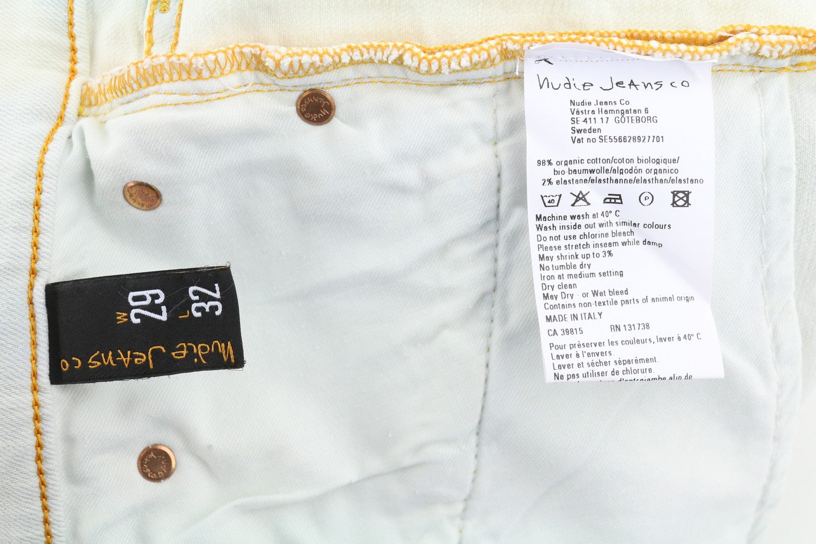 NUDIE JEANS Tube Kelly Org. Bleach White vyriški džinsai W29/L32 išblukinto aptempto kirpimo 