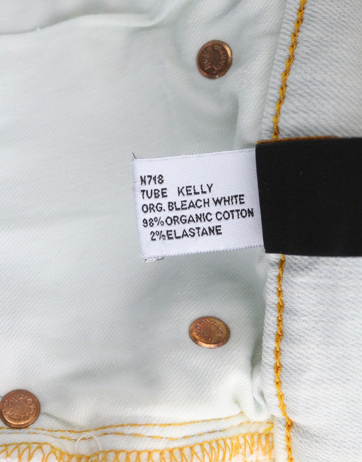 NUDIE JEANS Tube Kelly Org. Bleach White vyriški džinsai W29/L32 išblukinto aptempto kirpimo 