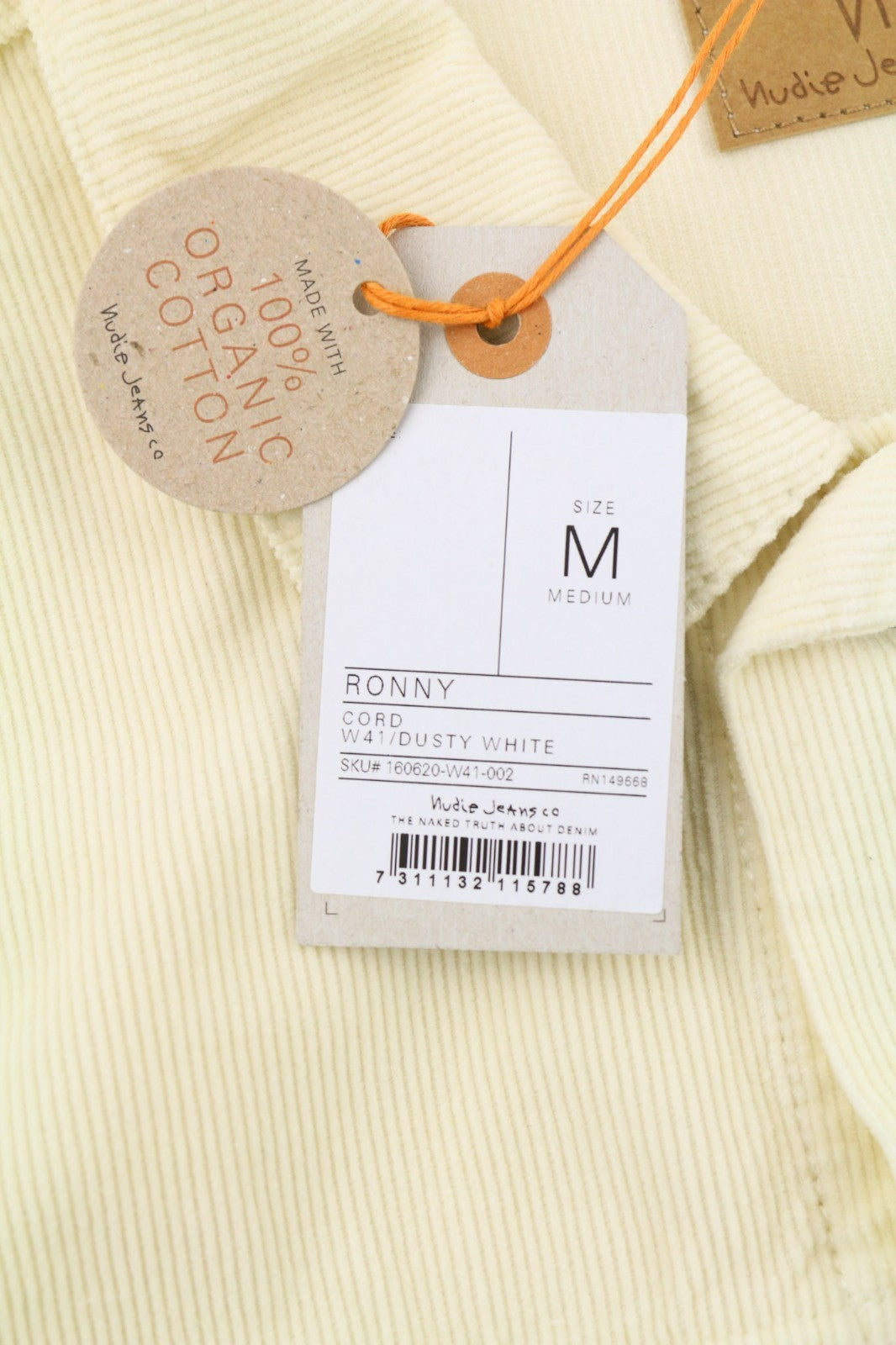 NUDIE JEANS Ronny Men's M Dusty White Organic Corduroy Buttoned Jacket