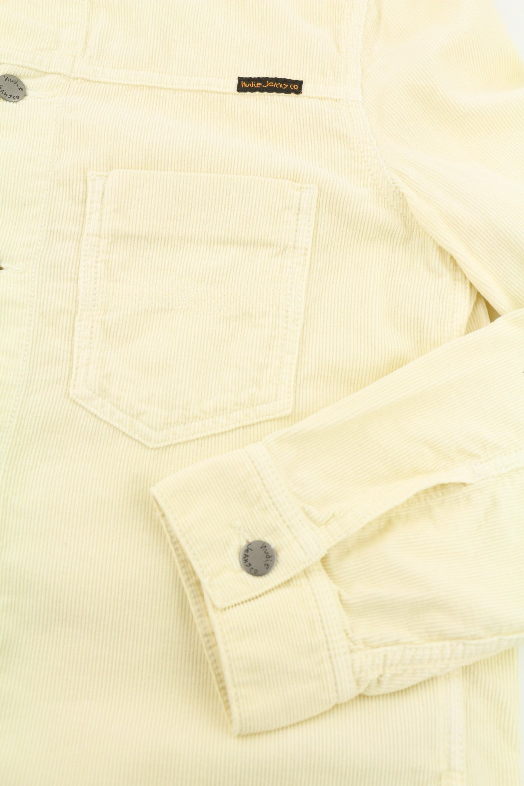 NUDIE JEANS Ronny Men's M Dusty White Organic Corduroy Logo Button Jacket