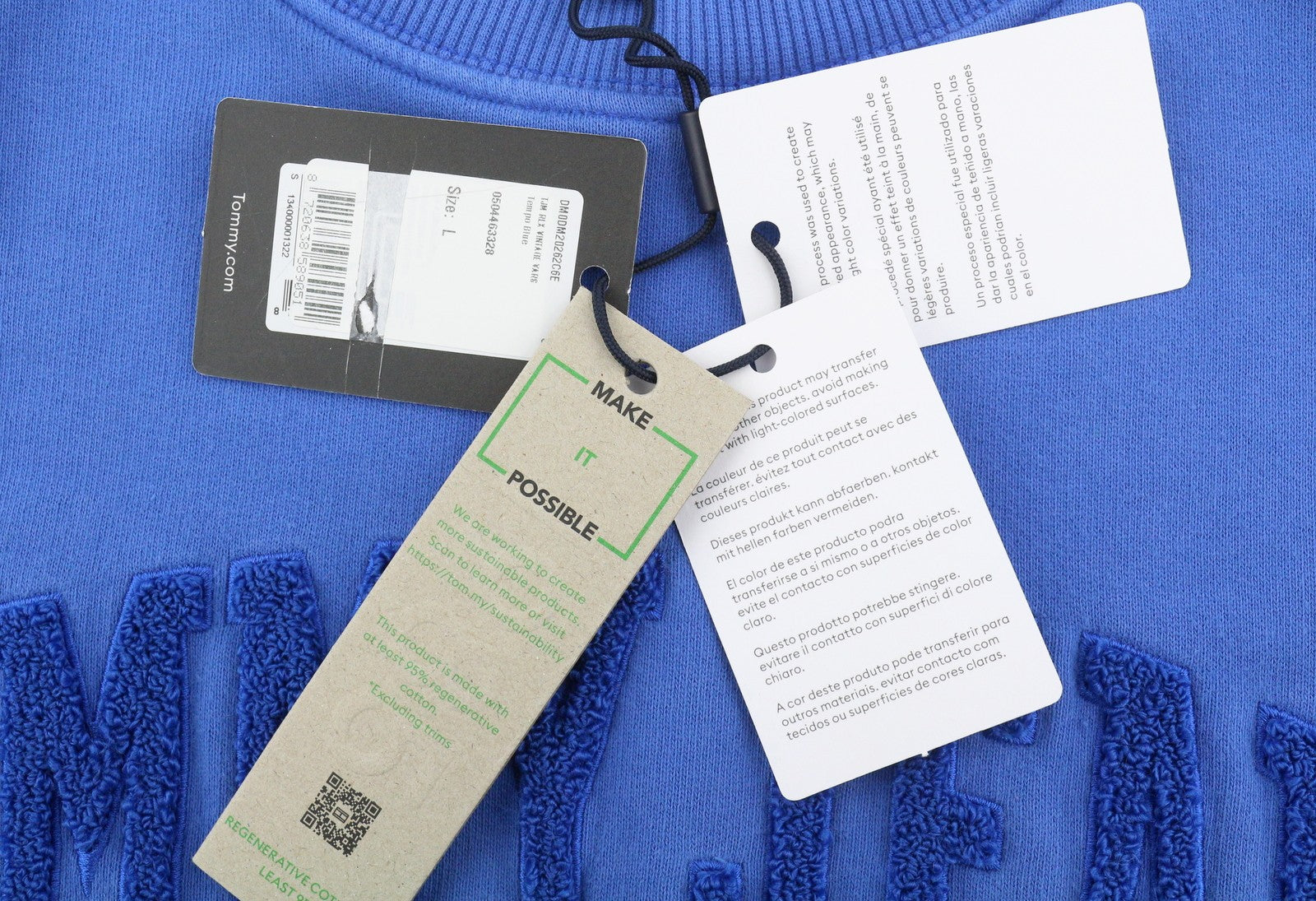 TOMMY HILFIGER RLX Vintage Vars vyriškas megztinis L dydžio mėlynas logotipas su apvalia kaklo iškirpte 