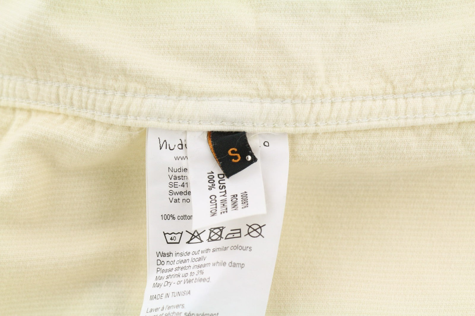 NUDIE JEANS Ronny Men's S Dusty White Organic Corduroy Logo Button Jacket