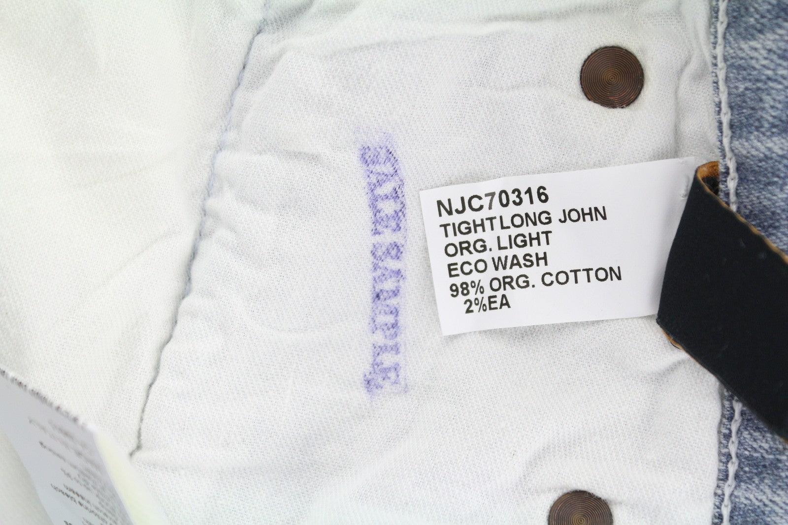 NUDIE JEANS aptempti ilgi John Org. Light Eco Wash vyriški džinsai W28/L34 mėlyni aptempti 