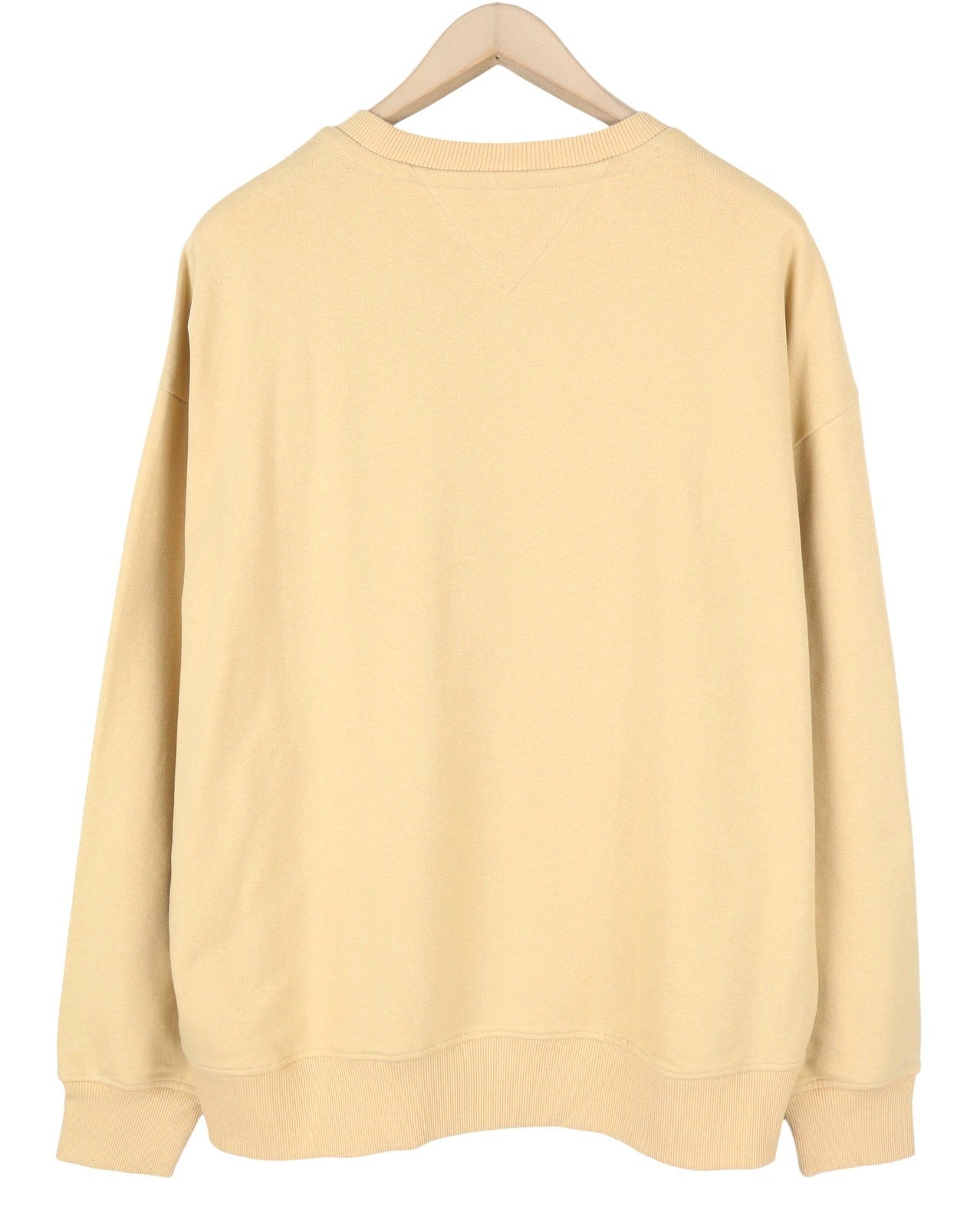 TOMMY HILFIGER vyriškas megztinis 2XL smėlio spalvos su apvalia kaklu ir siuvinėtu logotipu 