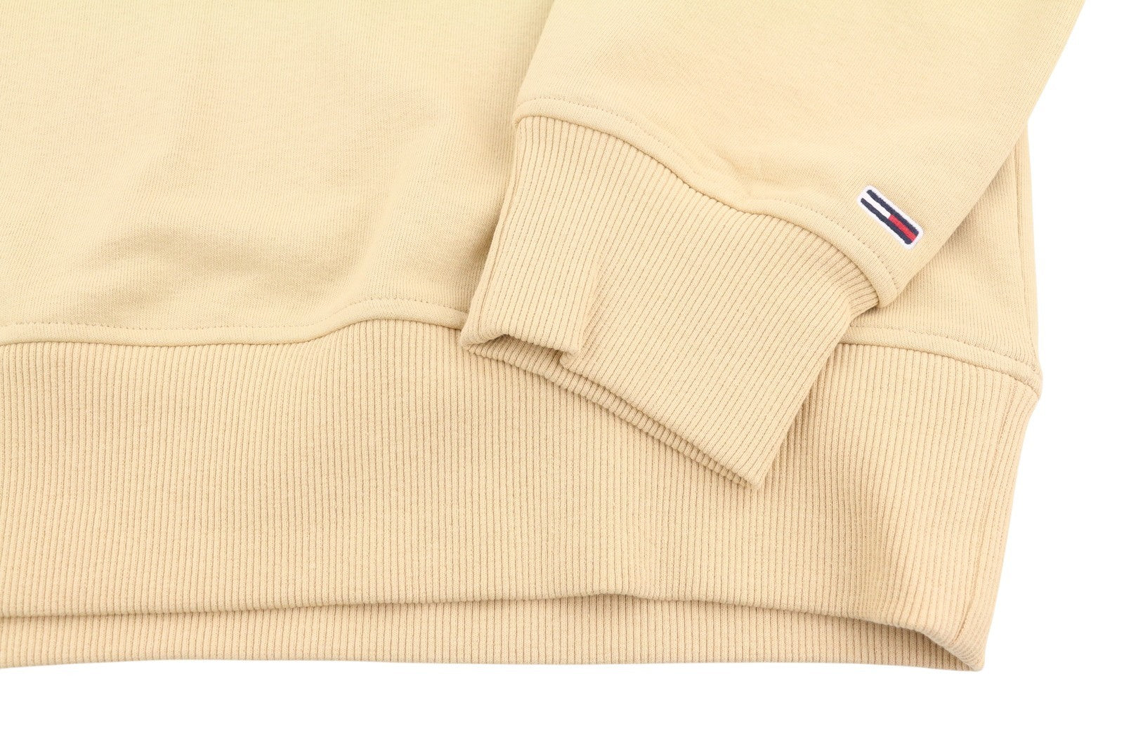 TOMMY HILFIGER vyriškas megztinis 2XL smėlio spalvos su apvalia kaklu ir siuvinėtu logotipu 