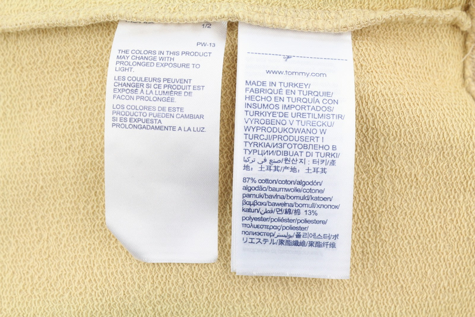 TOMMY HILFIGER vyriškas megztinis 2XL smėlio spalvos su apvalia kaklu ir siuvinėtu logotipu 