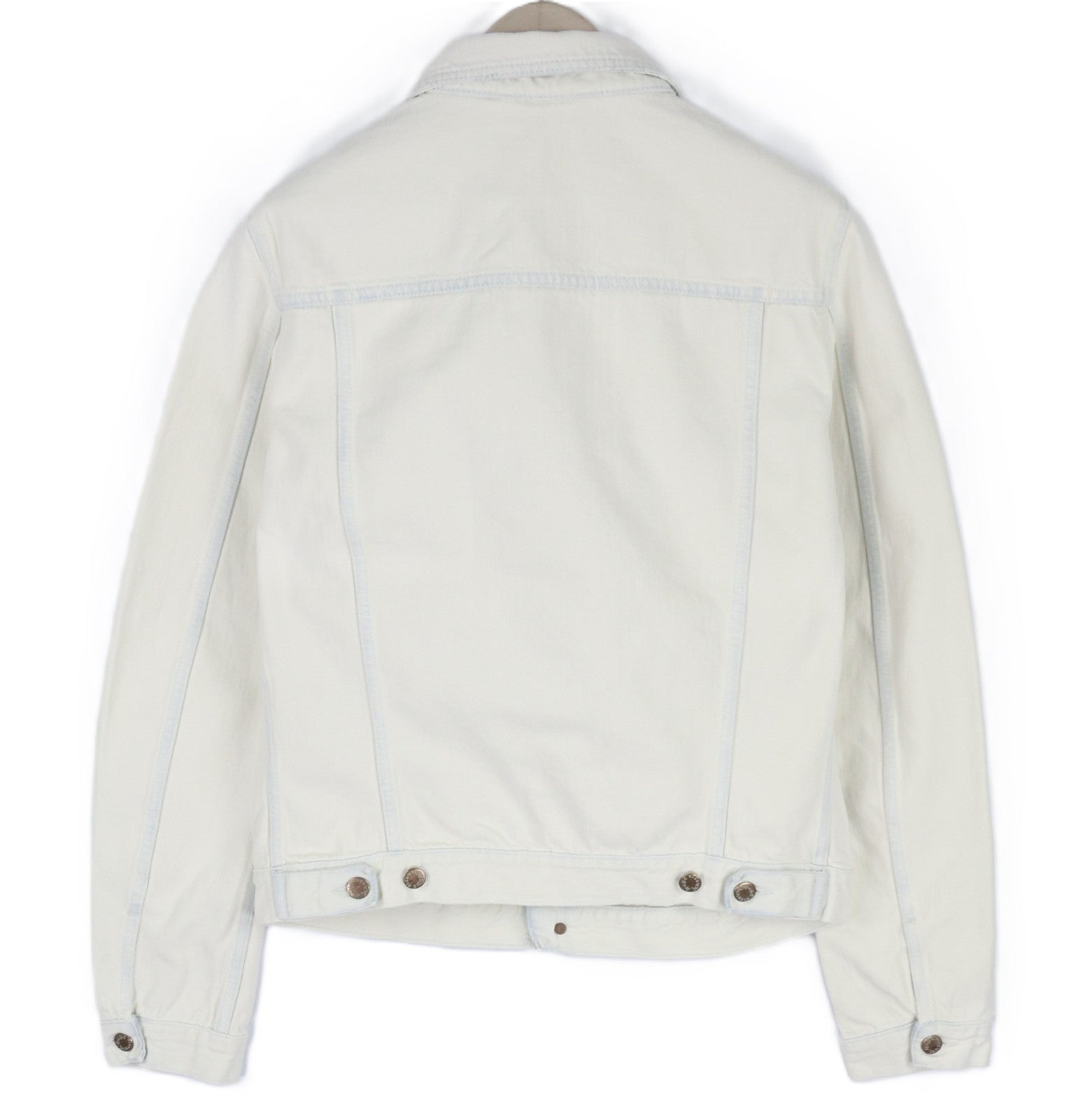 NUDIE JEANS Terry Men's L Extreme Bleach Light Denim Jacket Button Spread