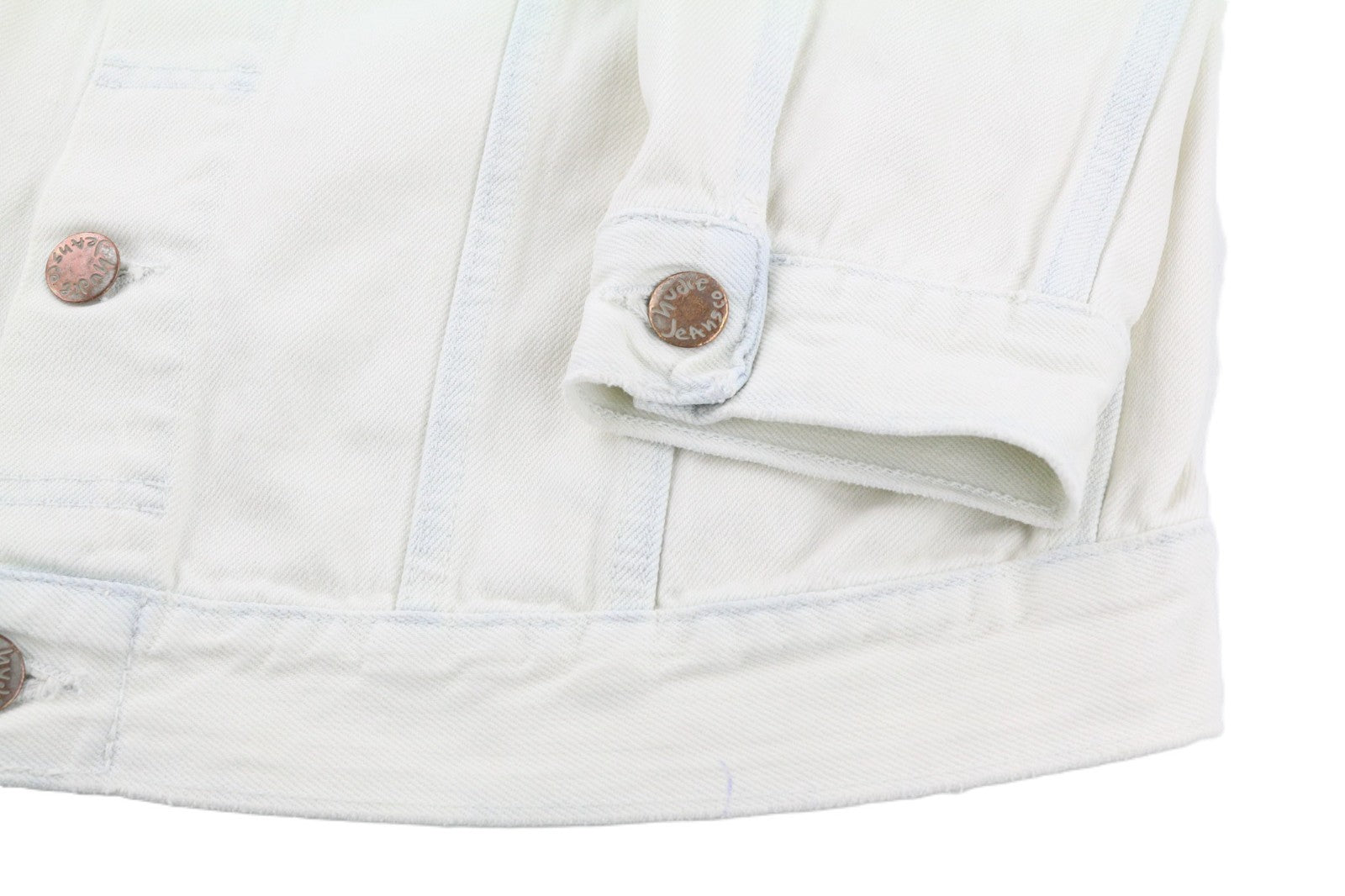 NUDIE JEANS Terry Men's L Extreme Bleach Light Denim Jacket Button Spread