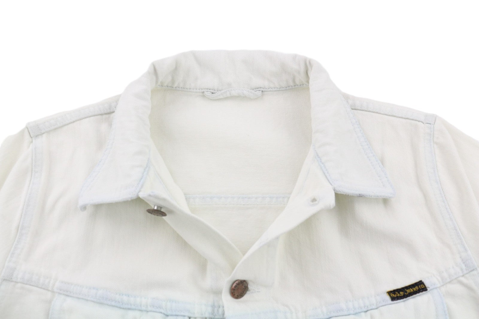 NUDIE JEANS Terry Men's M Extreme Bleach Light Denim Button Spread Jacket