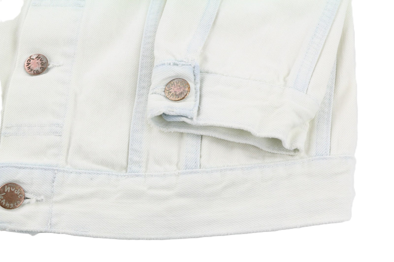 NUDIE JEANS Terry Men's M Extreme Bleach Light Denim Button Spread Jacket