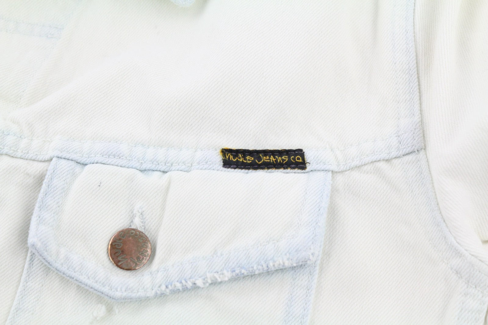 NUDIE JEANS Terry Men's M Extreme Bleach Light Denim Button Spread Jacket