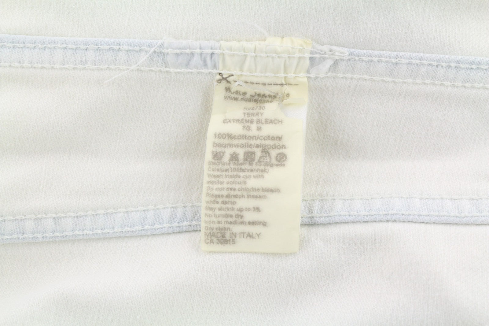 NUDIE JEANS Terry Men's M Extreme Bleach Light Denim Button Spread Jacket