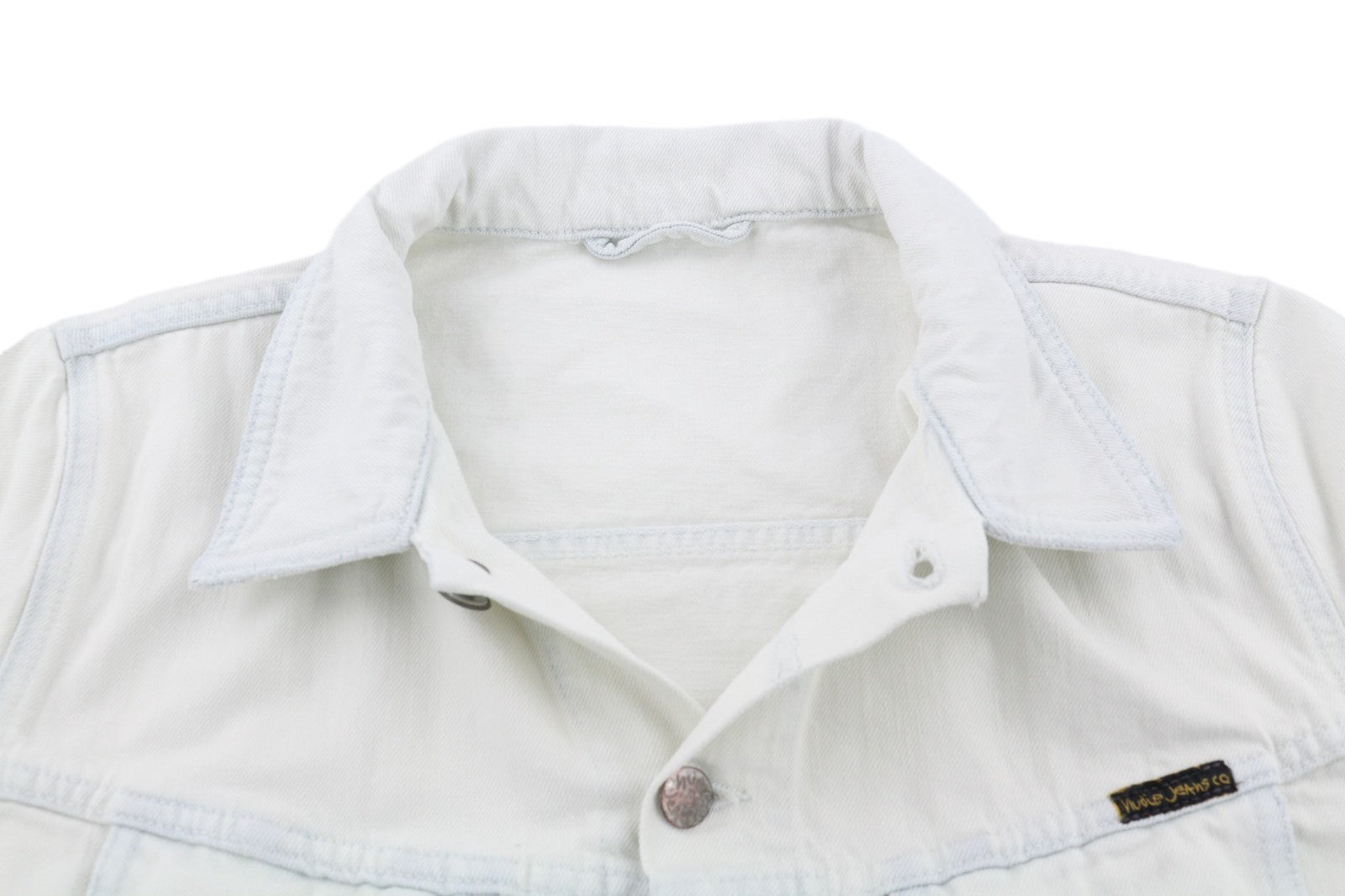 NUDIE JEANS Terry vyriška M Extreme Bleach Light Denim Spread Logo striukė 