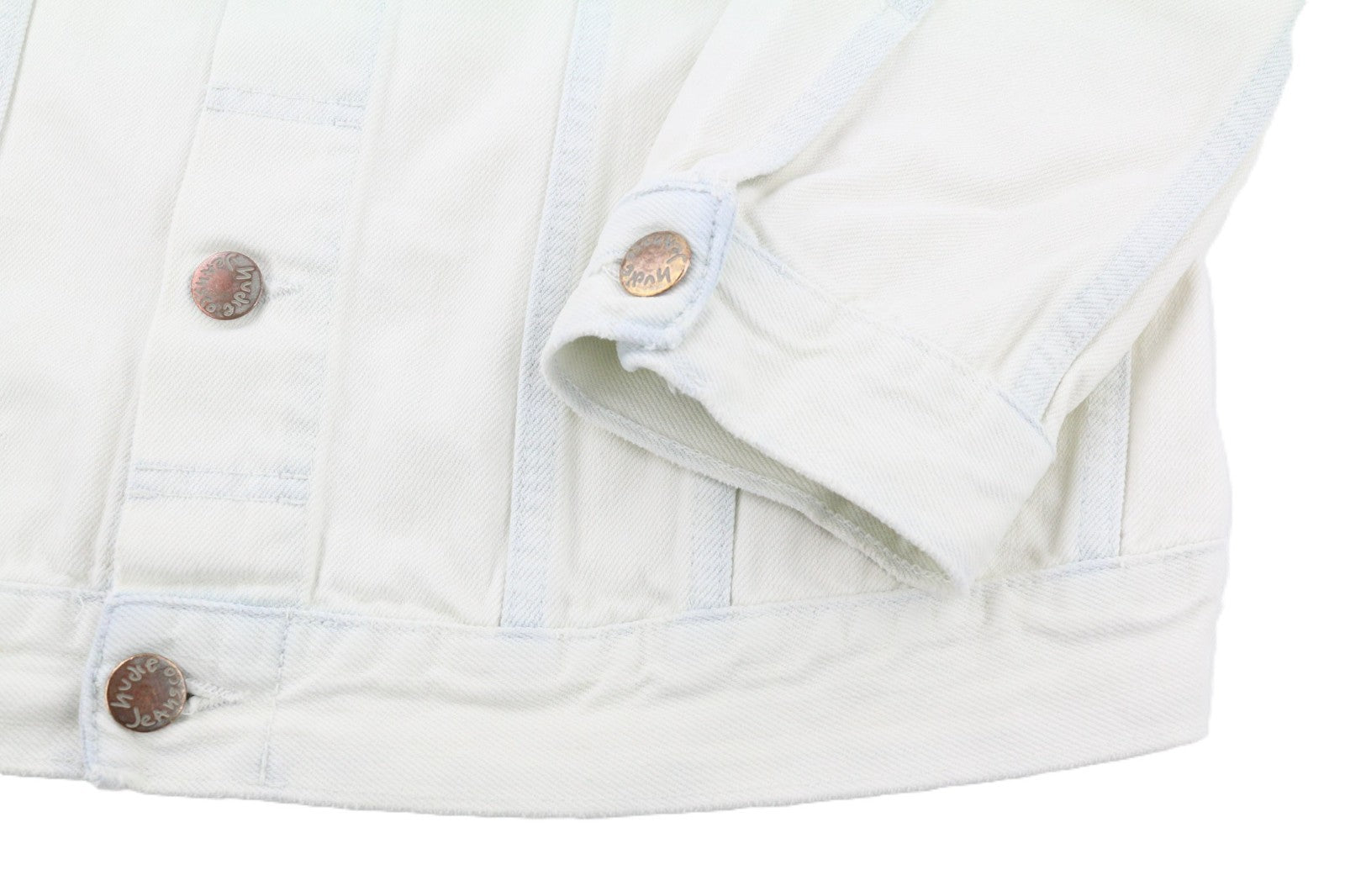 NUDIE JEANS Terry vyriška M Extreme Bleach Light Denim Spread Logo striukė 