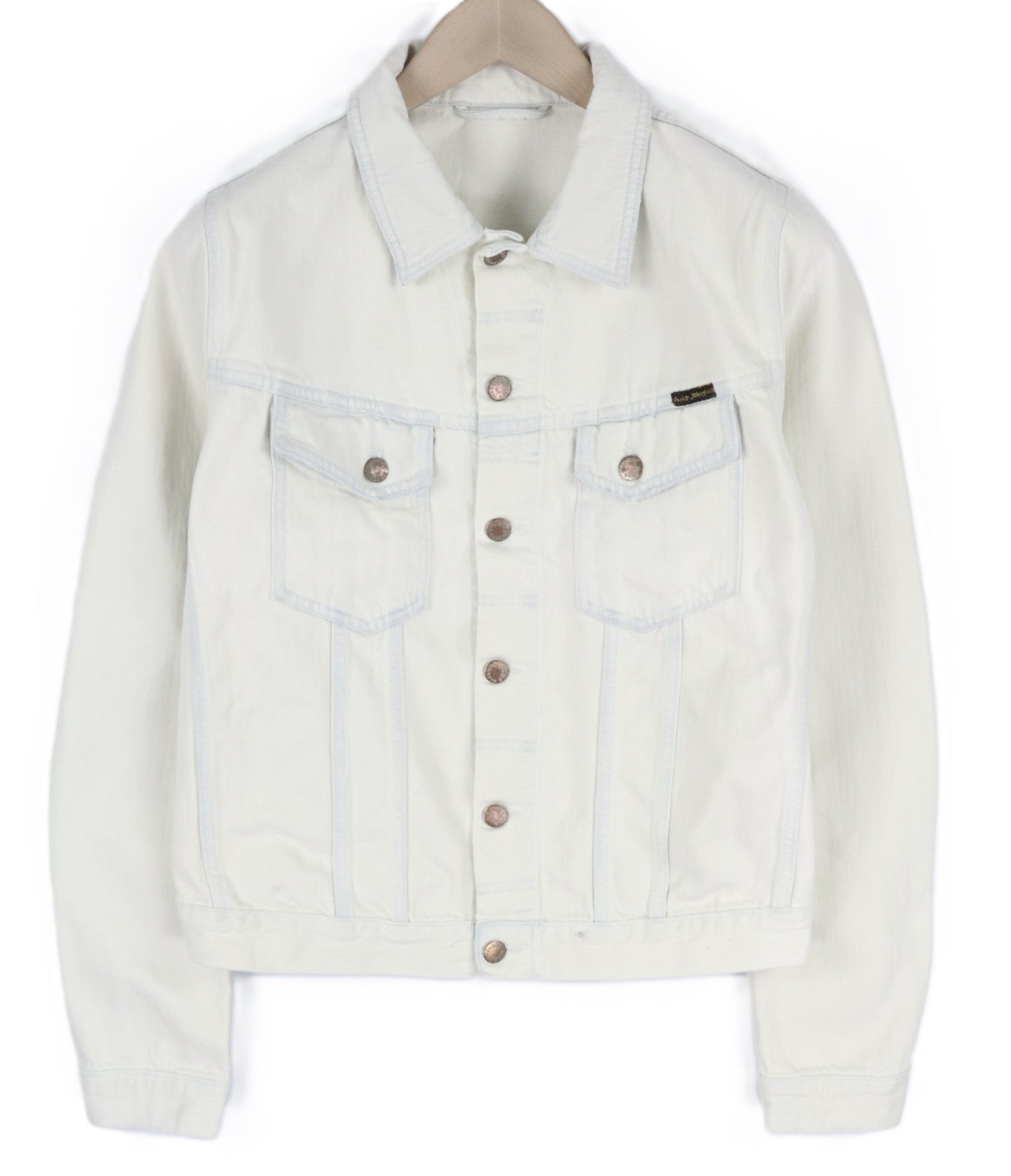 NUDIE JEANS Terry Men's M Extreme Bleach Light Spread Neck Denim Jacket