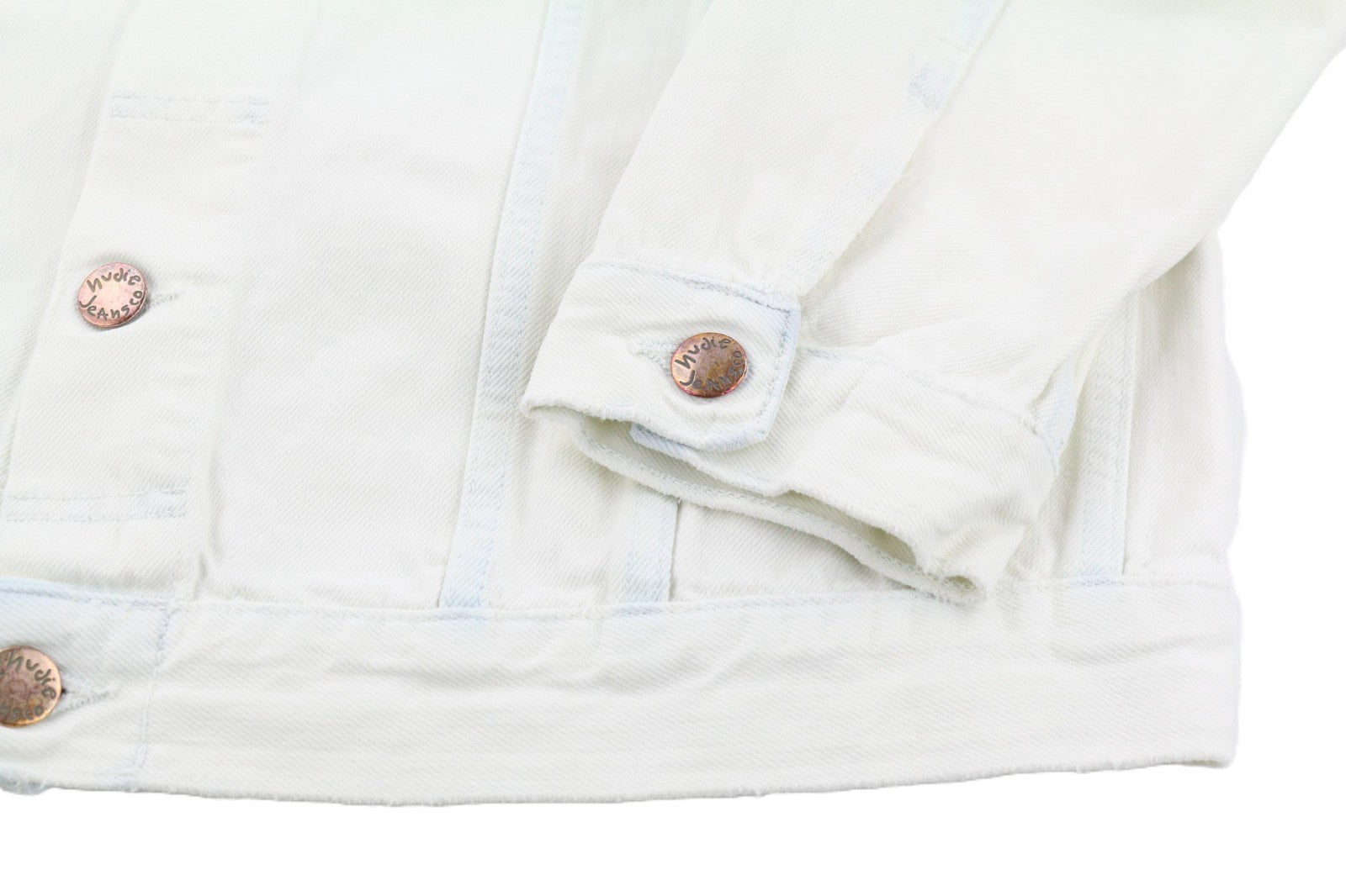 NUDIE JEANS Terry Men's XL Extreme Bleach Light Denim Spread Logo Jacket