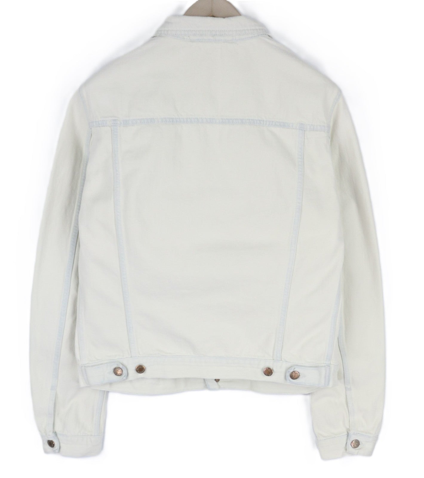 NUDIE JEANS Terry vyriška XL dydžio „Extreme Bleach Light White Spread“ džinsinė striukė su logotipu 