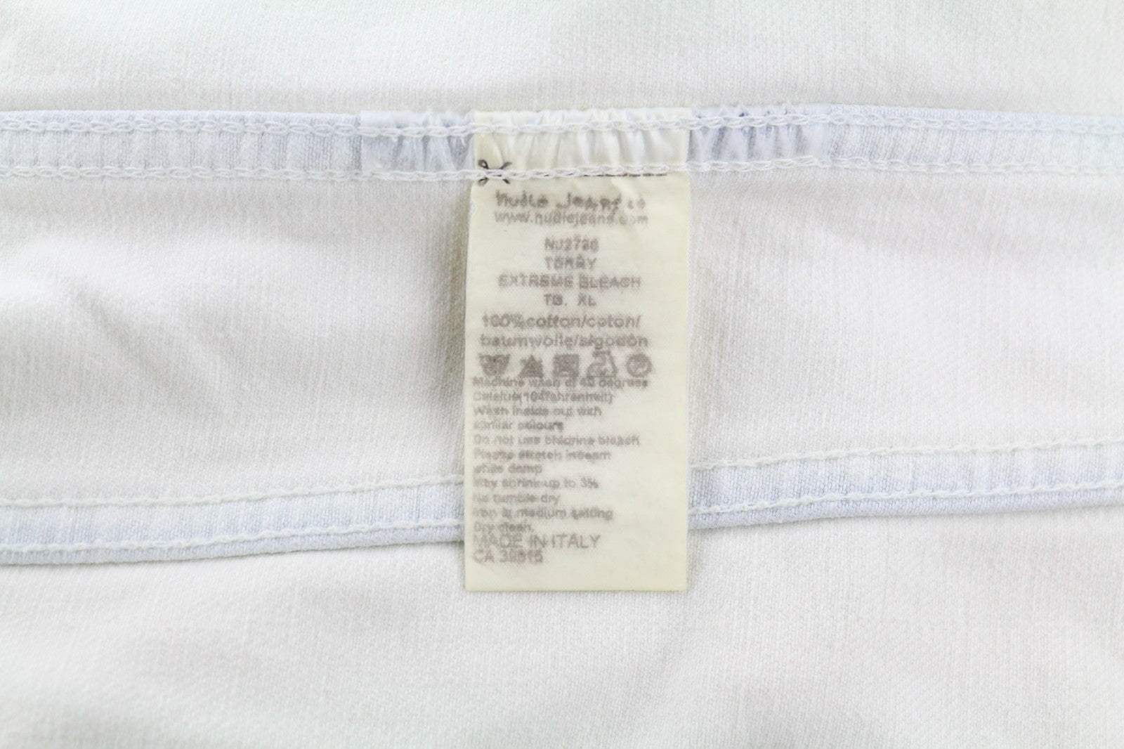 NUDIE JEANS Terry vyriška XL dydžio „Extreme Bleach Light White Spread“ džinsinė striukė su logotipu 