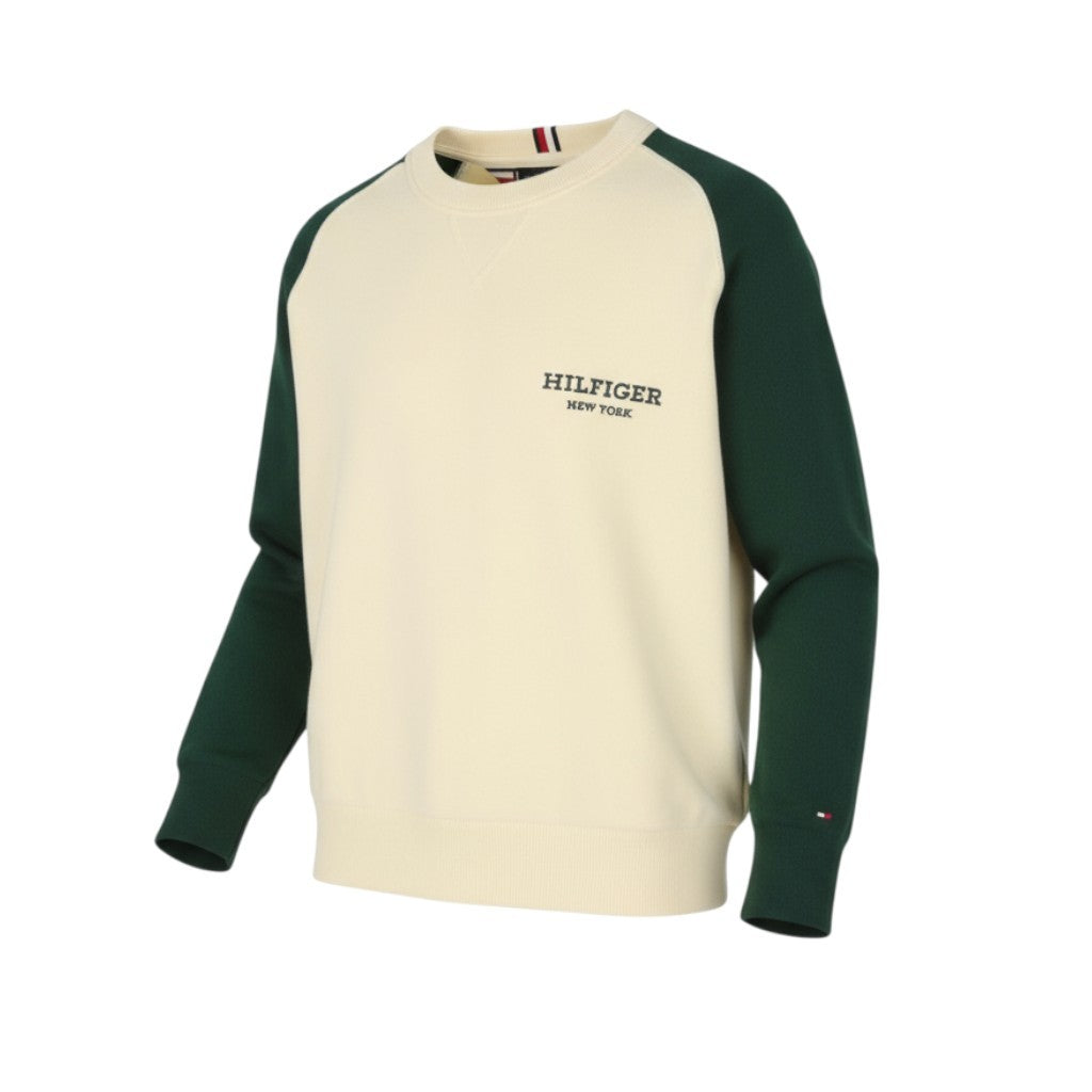 TOMMY HILFIGER Monotype Colour Block Crew Neck vyriškas megztinis S dydžio medvilninis megztinis