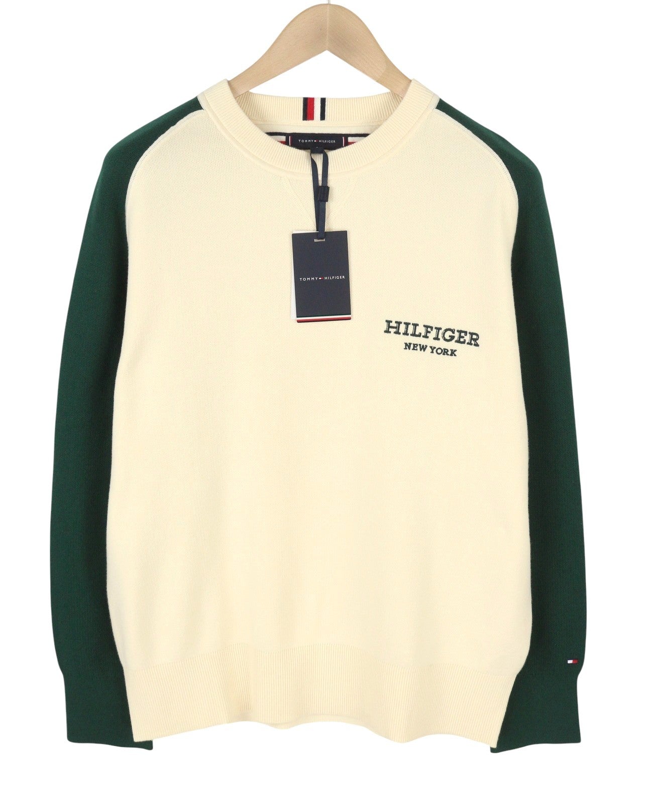 TOMMY HILFIGER Monotype Colour Block Crew Neck vyriškas megztinis S dydžio medvilninis megztinis