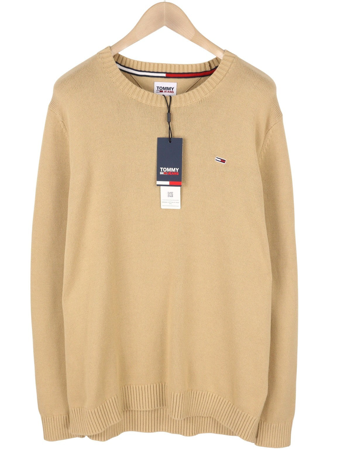 TOMMY HILFIGER Essential Crew Neck vyriškas megztinis su 2XL gelsvai rudu apvaliu kaklu 