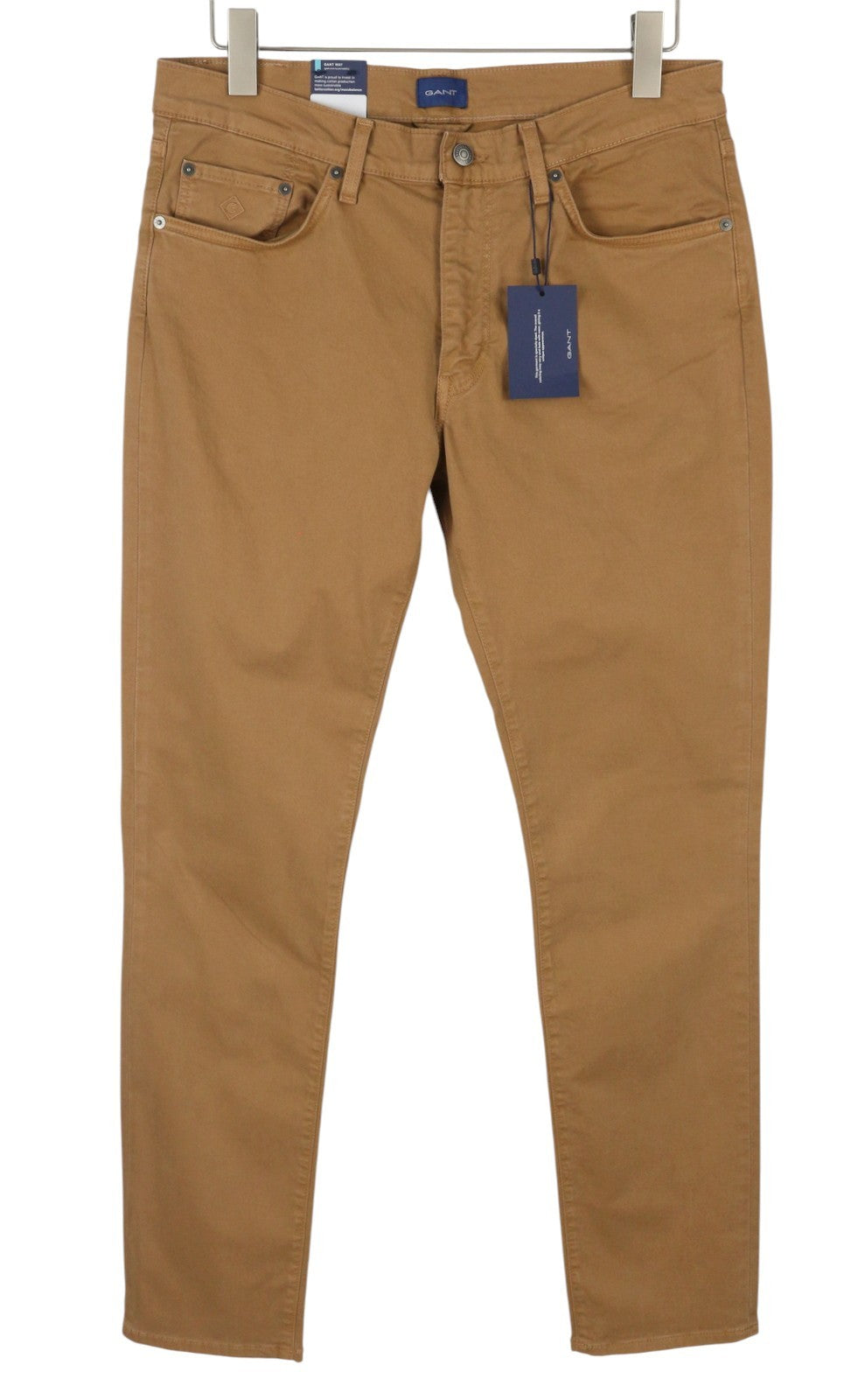 GANT Hayes Desert Men Trousers W35/L34 Roasted Walnut Slim Fit Zip Fly Brown