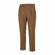 GANT Fluid Pleated Men Trousers W31 Roasted Walnut Wool Blend Turn-Up Brown