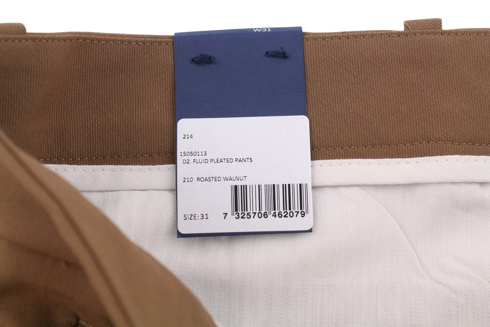 GANT Fluid Pleated Men Trousers W31 Roasted Walnut Wool Blend Turn-Up Brown